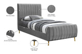 Zara Luxurious Velvet Bed with Channel Tufting and Elegant Gold Legs for a Contemporary Bedroom Retreat