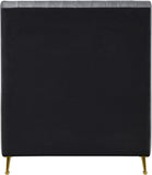 Zara Luxurious Velvet Bed with Channel Tufting and Elegant Gold Legs for a Contemporary Bedroom Retreat