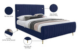 Zara Luxurious Velvet Bed with Channel Tufting and Elegant Gold Legs for a Contemporary Bedroom Retreat