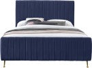 Zara Luxurious Velvet Bed with Channel Tufting and Elegant Gold Legs for a Contemporary Bedroom Retreat