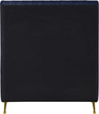 Zara Luxurious Velvet Bed with Channel Tufting and Elegant Gold Legs for a Contemporary Bedroom Retreat