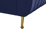 Zara Luxurious Velvet Bed with Channel Tufting and Elegant Gold Legs for a Contemporary Bedroom Retreat