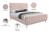 Zara Luxurious Velvet Bed with Channel Tufting and Elegant Gold Legs for a Contemporary Bedroom Retreat