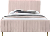 Zara Luxurious Velvet Bed with Channel Tufting and Elegant Gold Legs for a Contemporary Bedroom Retreat