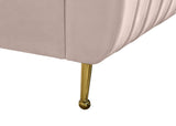 Zara Luxurious Velvet Bed with Channel Tufting and Elegant Gold Legs for a Contemporary Bedroom Retreat