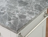 Zermatt 2-Piece Grey Marble Kitchen Island (Island, 2 Counter Stools)