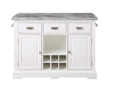 Zermatt 2-Piece Grey Marble Kitchen Island (Island, 2 Counter Stools)
