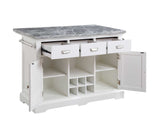 Zermatt 2-Piece Grey Marble Kitchen Island (Island, 2 Counter Stools)