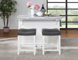 Zermatt 2-Piece Grey Marble Kitchen Island (Island, 2 Counter Stools)