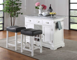 Zermatt 2-Piece Grey Marble Kitchen Island (Island, 2 Counter Stools)