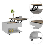 Luanda Lift-Top Coffee Table with Concealed Storage Compartment, Lower Open Shelf, Smooth-Lifting Mechanism and Locking Casters for Mobile Living Room Convenience, Modern Organization and Versatile Everyday Functionality