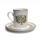 Olive Tree Gold Rim Espresso Cup & Saucer Set