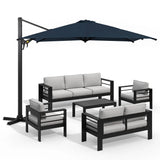 6-Piece Aluminum Patio Sofa Set with Umbrella