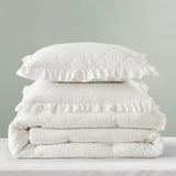 Diamond Quilted Ruffle Edge Comforter Set, Ivory