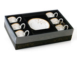 Gold Floral Porcelain Espresso Cup Set for 6