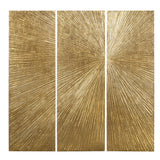 Gold Metallic Modern Sunburst 3-Piece Wall Art Decor Set