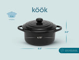 Kook Mini Ceramic Casserole Dishes with Lids, 4-Pack