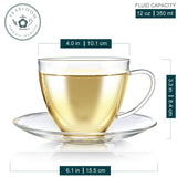 Royal Borosilicate Glass Teacup & Saucer Set of 4