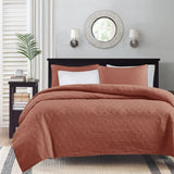 3 Piece Reversible Cottage Quilt Set, Clay Red