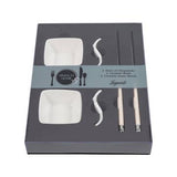Wenge Wood Chopsticks, Laguiole Spoons & Ceramic Rests Set