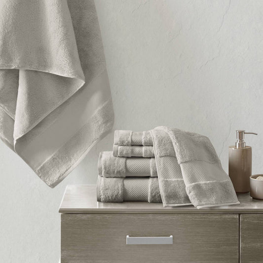 Turkish Cotton 6-Piece Bathroom Towel Set, Light Grey
