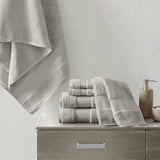 Turkish Cotton 6-Piece Bathroom Towel Set, Light Grey