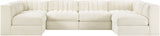 Rummi - Armless Velvet Performance Fabric Upholstered 6 Piece Modular Sectional