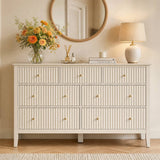 53.2" W Wholesale 7-Drawer Fluted Dresser, Black/Blue/Beige