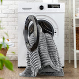300GSM Fluffy Ribbed Plush Comforter Set,Gray
