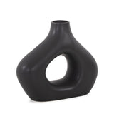Beltram Black Modern Styled Ceramic Open Vase