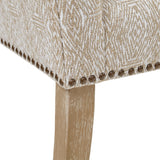 Flared Low Arm Low Back Accent Bench, Taupe Patterned
