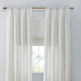 Linen Blend Light Filtering Curtain Panel Pair, White