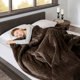 Heated Plush and Berber Electric Bedding Blanket, Brown