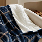 Plaid Shepra Velvety Heated Throw, Navy