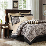Paisley 12-Piece Complete Comforter Set and Sheet Set, Black