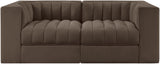 Rummi - Velvet Performance Fabric Upholstered 2 Piece Modular Loveseat