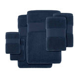 Turkish Cotton 6-Piece Bathroom Towel Set, Navy Blue