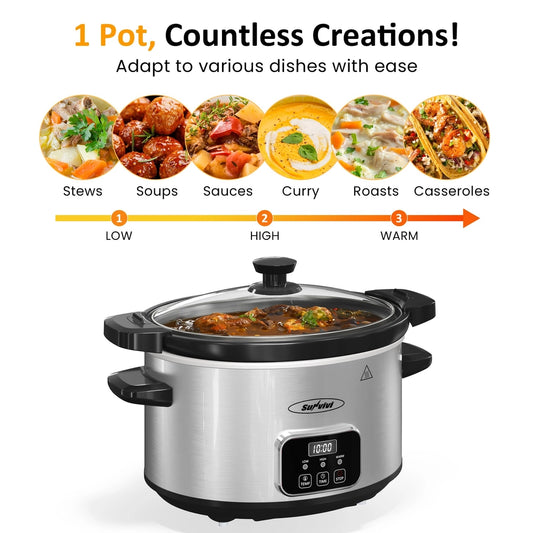 4QT Programmable Slow Cooker with Locking Lid