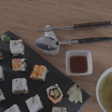 Wenge Wood Chopsticks, Laguiole Spoons & Ceramic Rests Set