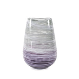 Swirled Smoke and Aubergine Torpedo Glass Vase- Short