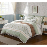 9 Piece Cotton Percale Floral Comforter Set, Sage Green