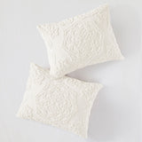 Tufted Cotton Chenille Medallion Coverlet Mini Set, Ivory