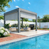 Solar Crank Outdoor Roller Shade with Teslin, No Cassette