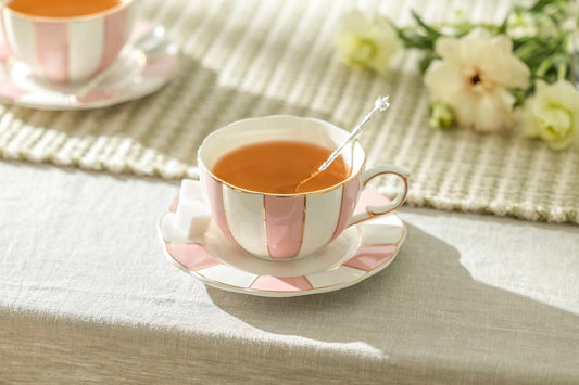 Grace Teaware Pink Scallop Tea Cup & Saucer, 7 oz