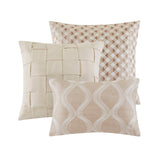 Geometric Jacquard Patterned Comforter Set, Tan/Ivory