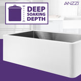 Nepal Series Farmhouse Solid Surface 33 in. 0-Hole Single Bowl Kitchen Sink with Stainless Steel Interior in Matte White