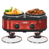 Dual Slow Cooker with 2 Removable Ceramic Pots, Red