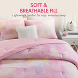 Watercolor Tie Dye Comforter Set with Throw Pillow, Pink