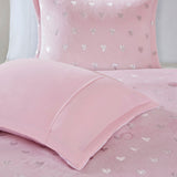 Metallic Hearts 4-Piece Comforter Set, Pink