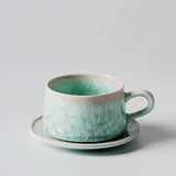 Crystalline Glaze Ceramic Coffee Cup & Saucer